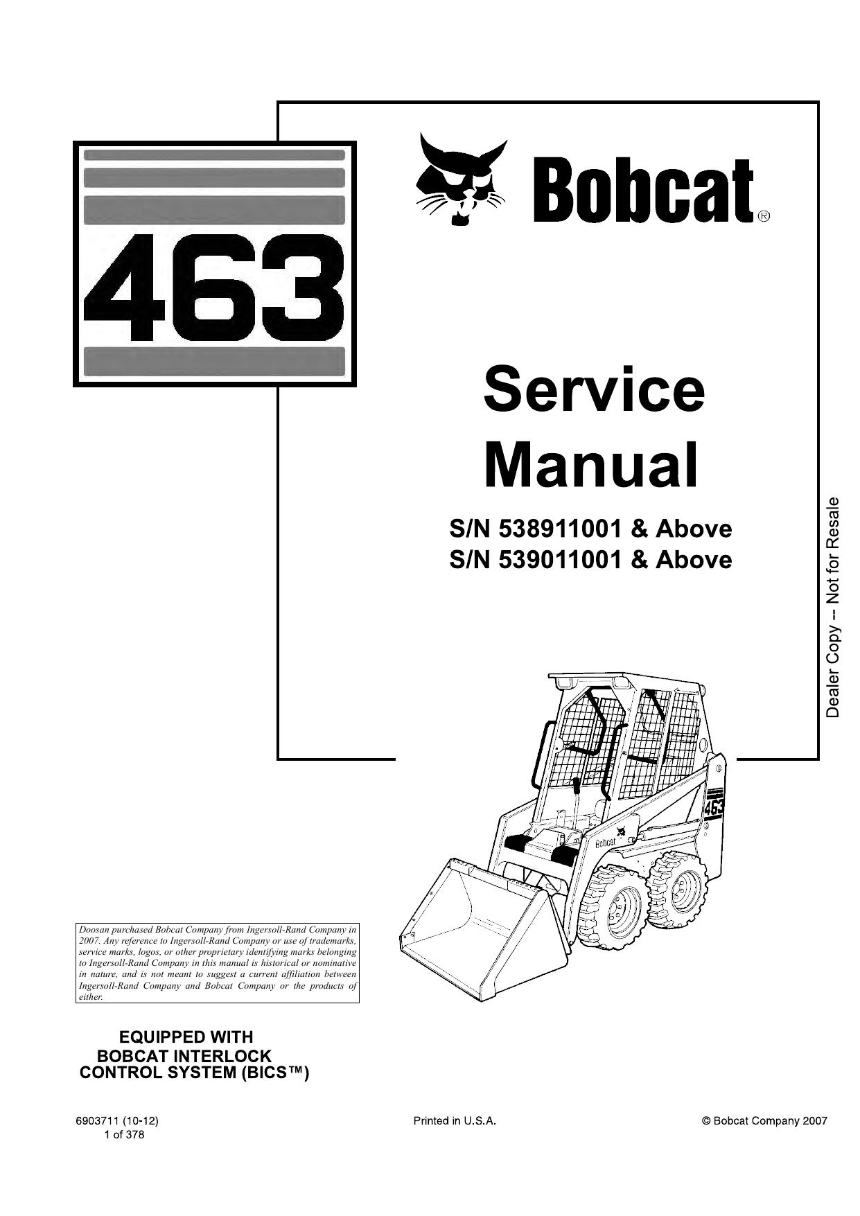 463 Loader Service Manual Bobcat 3
